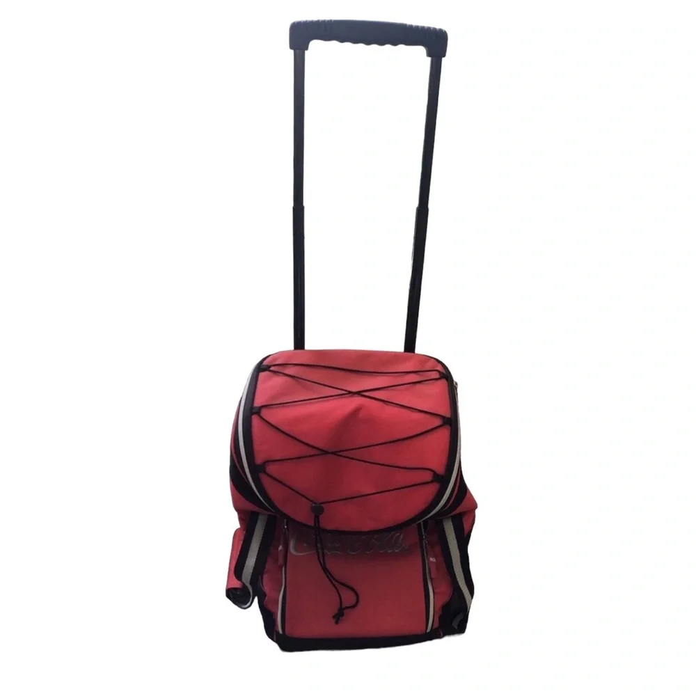 Vtg Coca-Cola Insulated Rolling Cooler Bag Wheeled Picnic Beach